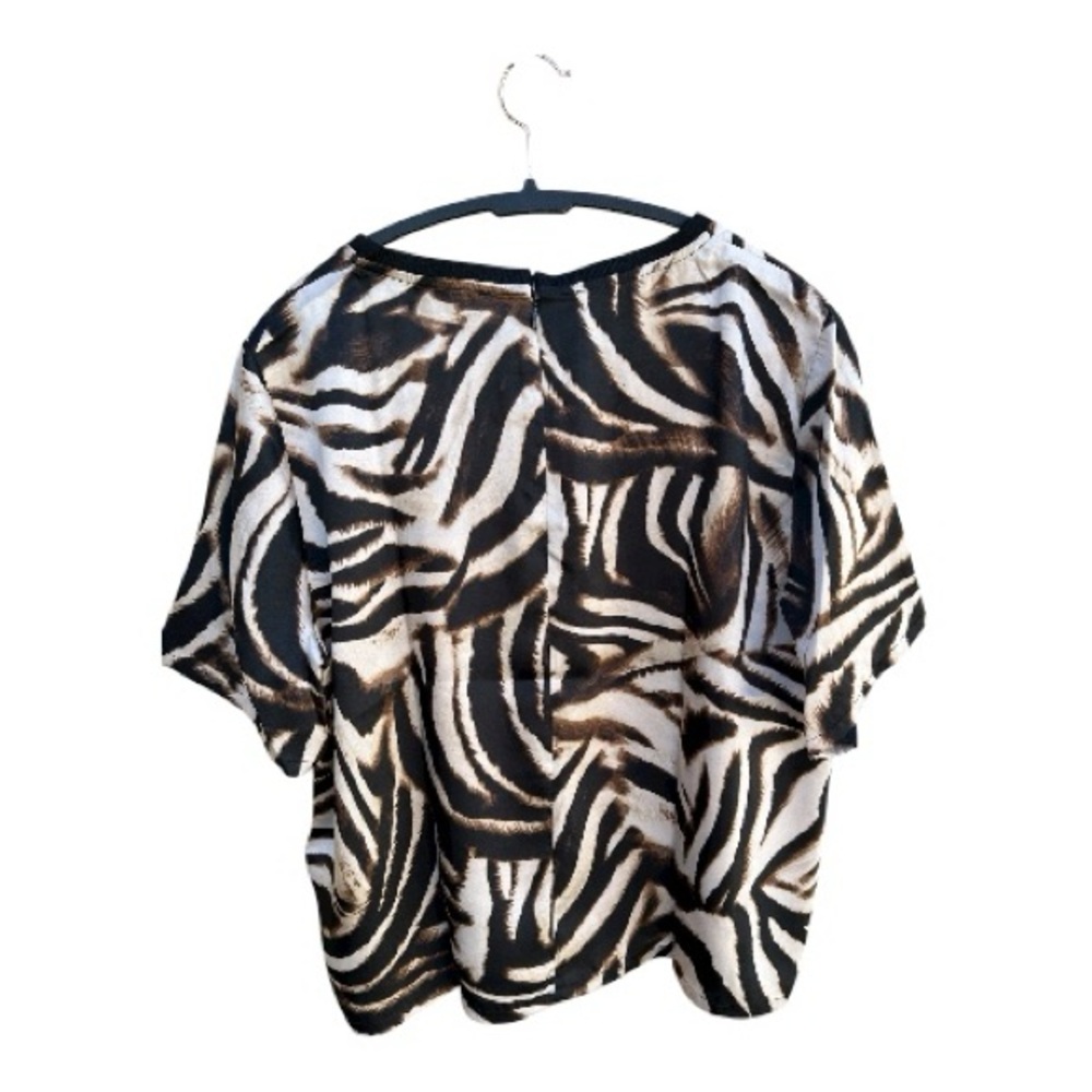 DKNY Zebra Animal Print Short Sleeve Top XL NWT Y2K Mob Wife Statement - Picture 5 of 9